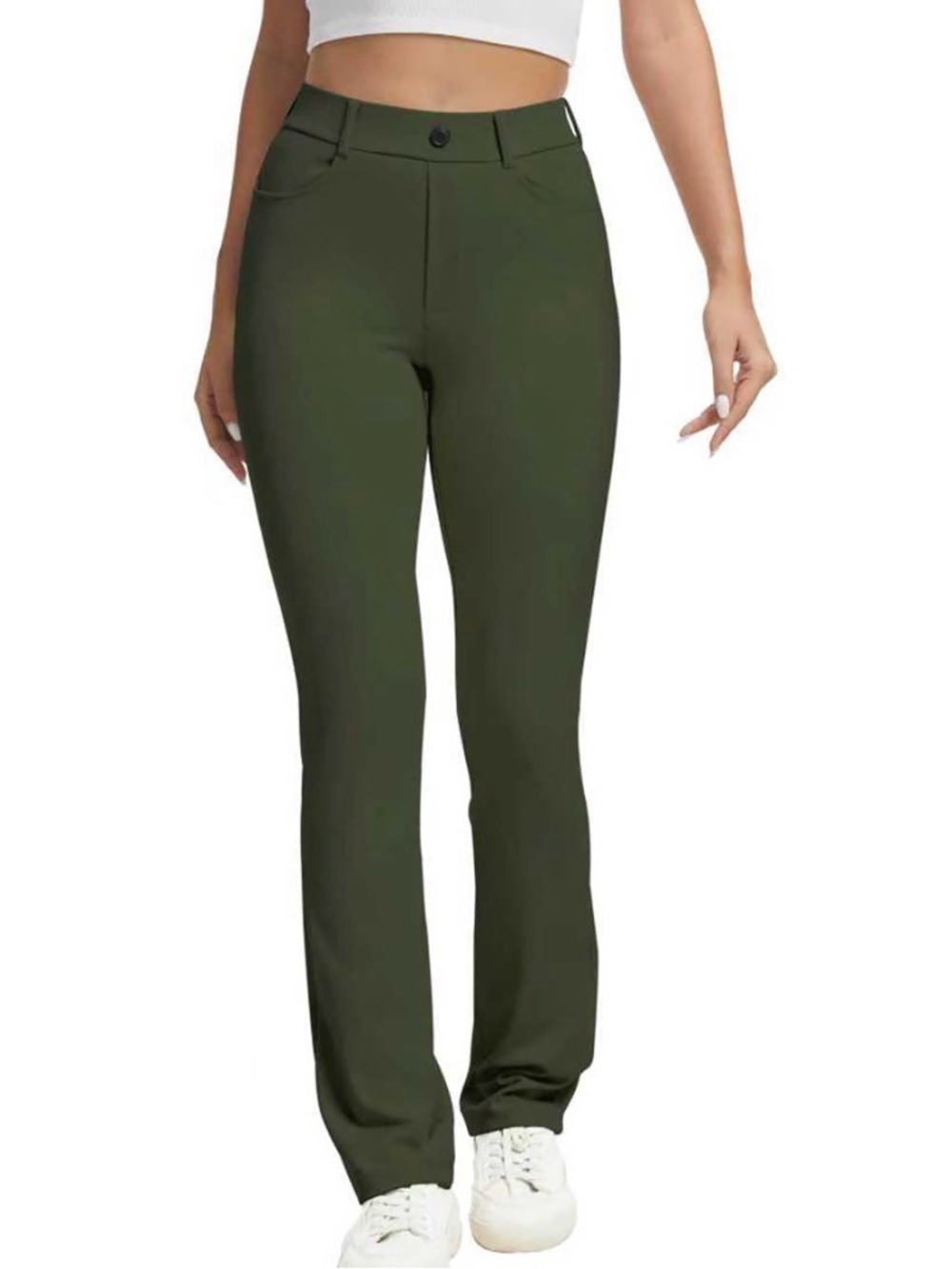 Women’s Fleece Lined Work Pants Straight Leg Winter Thermal Pants with Pockets